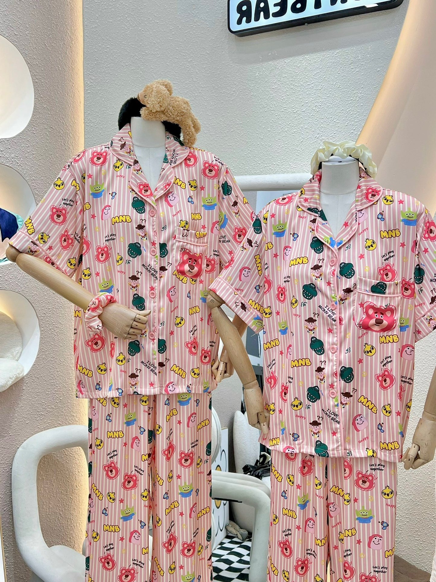 Pink Striped Lotso Bear Short Sleeve