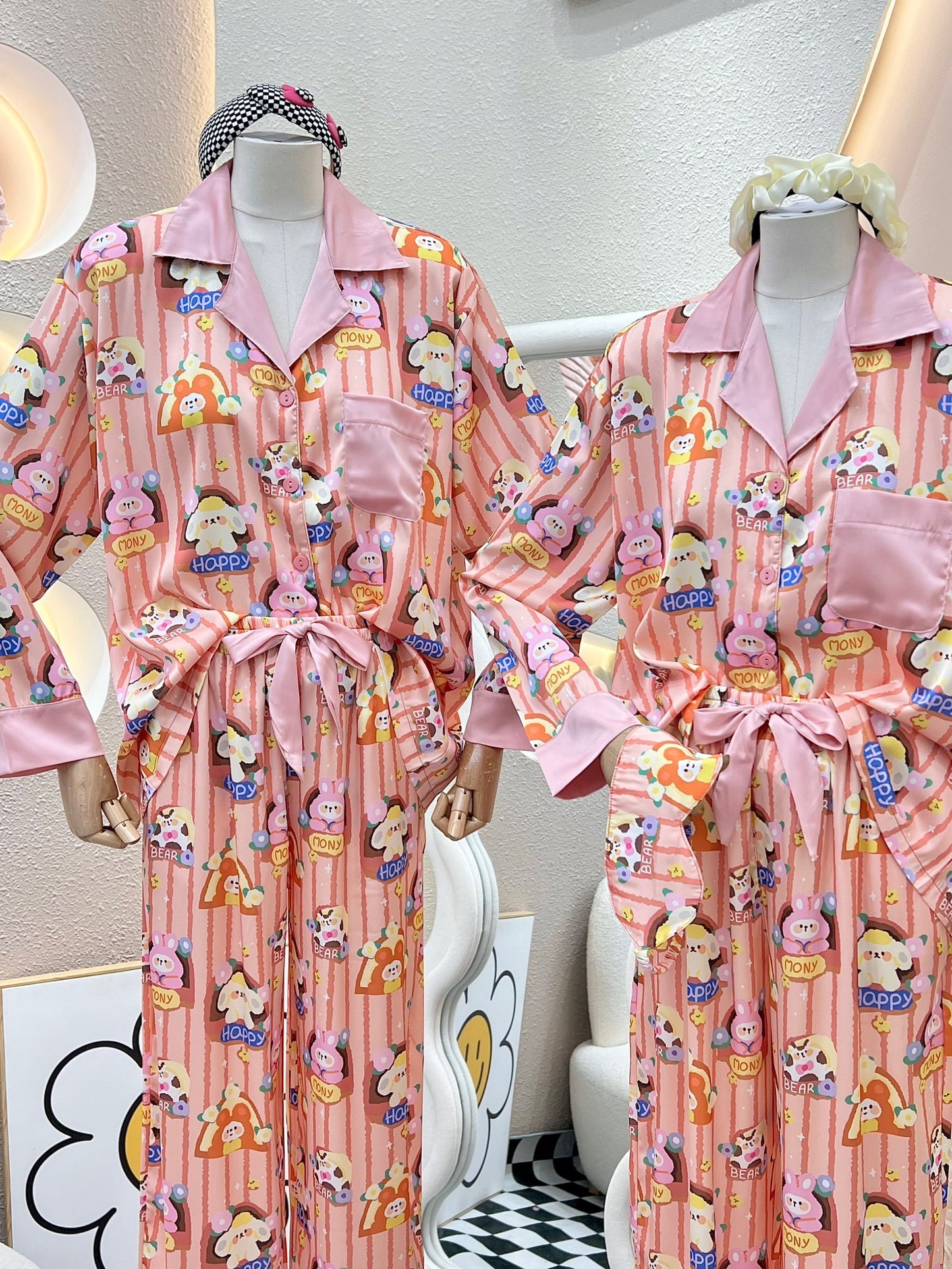 Stripe Bunny Satin Long Sleeve