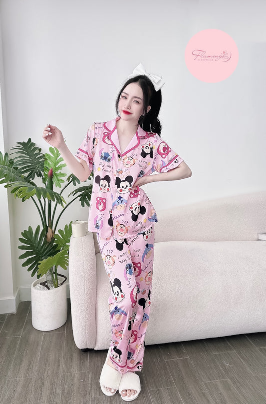 Petite Pink Mickey Satin Short Sleeve