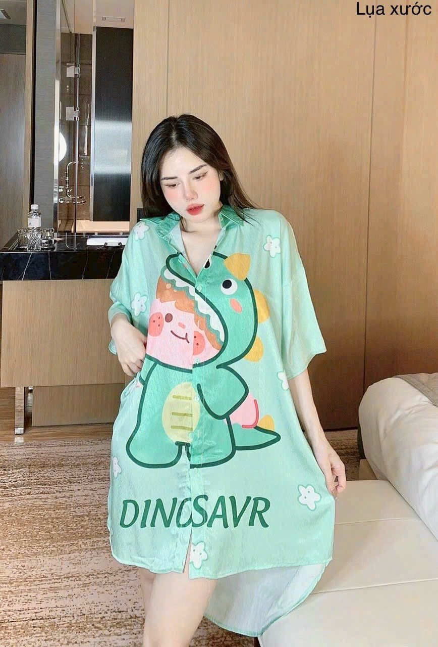 Green Dino Satin Dress