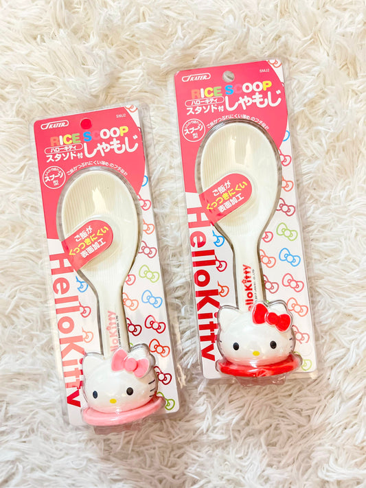 Cute Sanrio Hello Kitty Shamoji (Rice Paddle/Rice Spoon) with a Stand