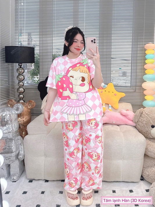 Peko Girl Ribbed Cotton Pajama Short Sleeve