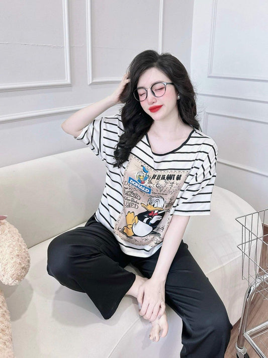 Petite Cute Donald Duck Satin Pajama Short Sleeve