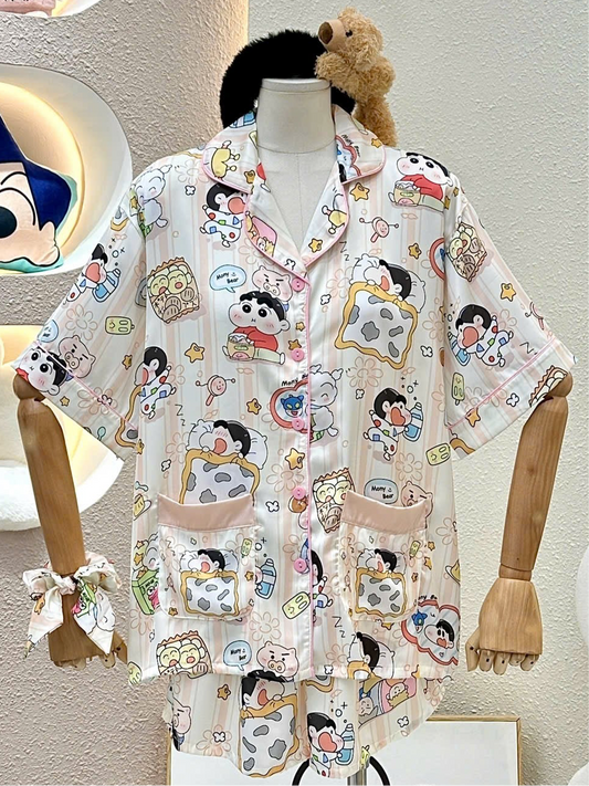 Shin Satin Pajama Short Set
