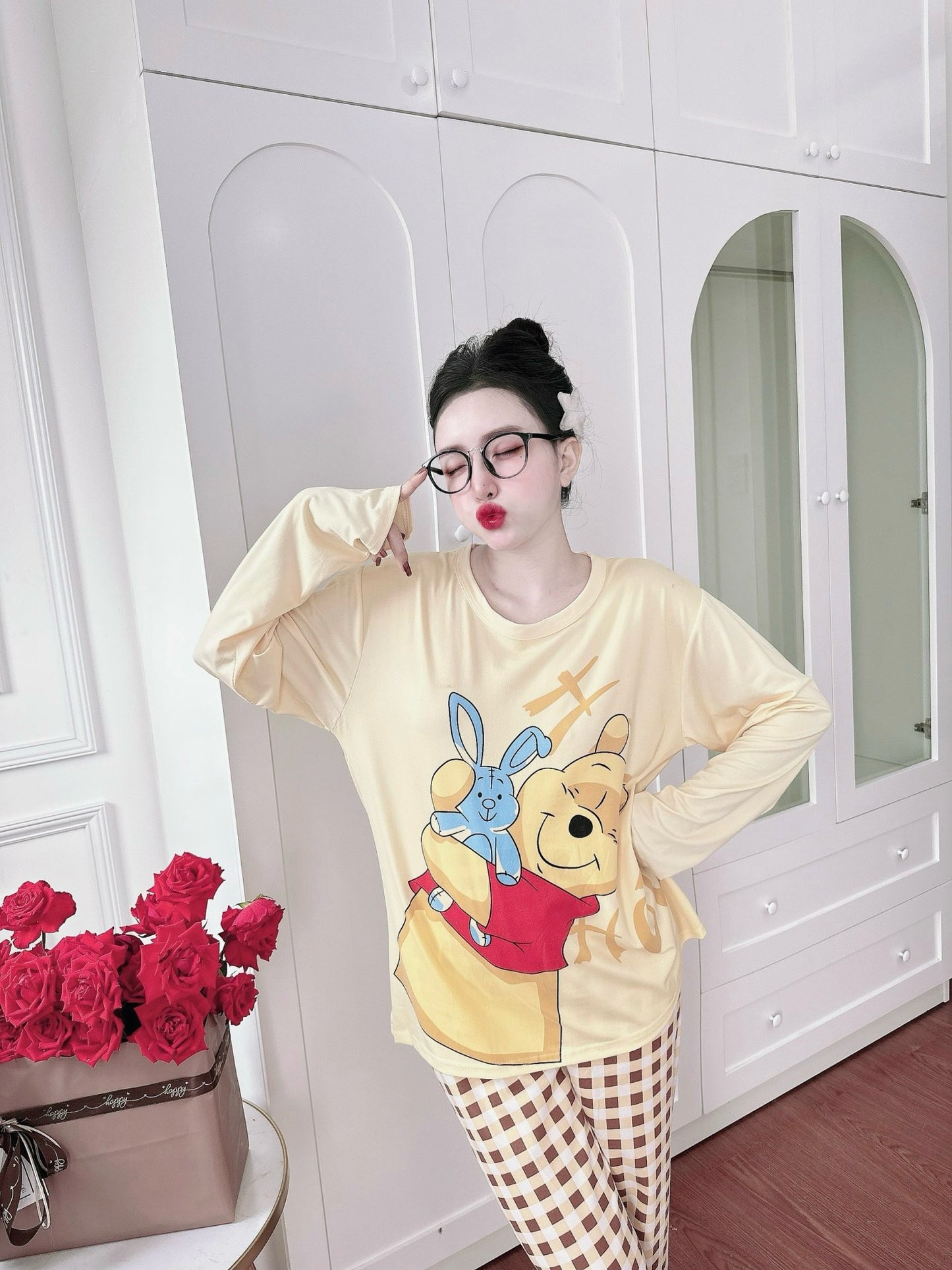Yellow Pooh & Bunny Cotton Long Sleeve