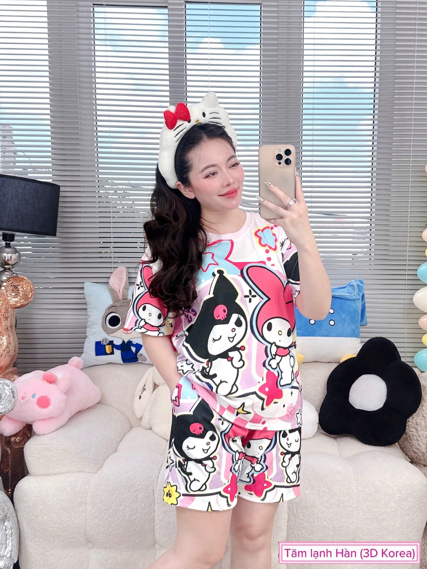 Kuromi MyMelody Ribbed Cotton Short Set