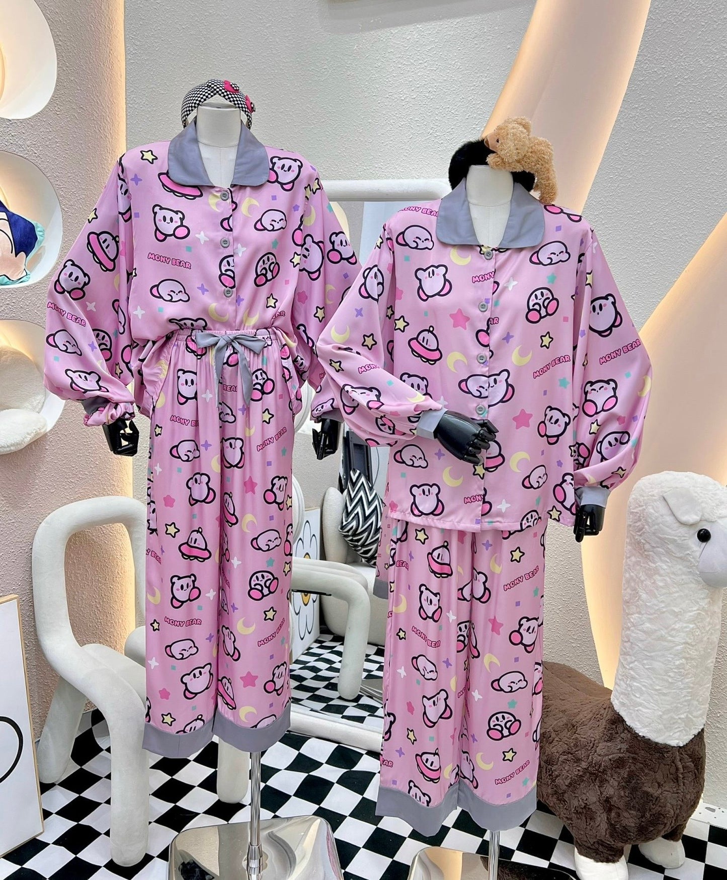 Pink Kirby Satin Pajama Long Sleeve