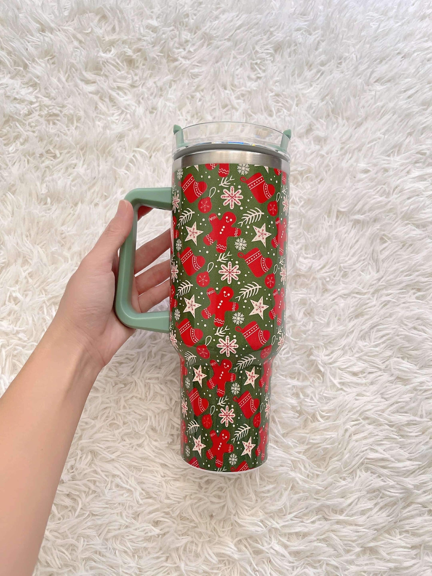 40oz Christmas Tumbler - Stainless Steel, Holiday Pattern, Insulated for Cold Drinks