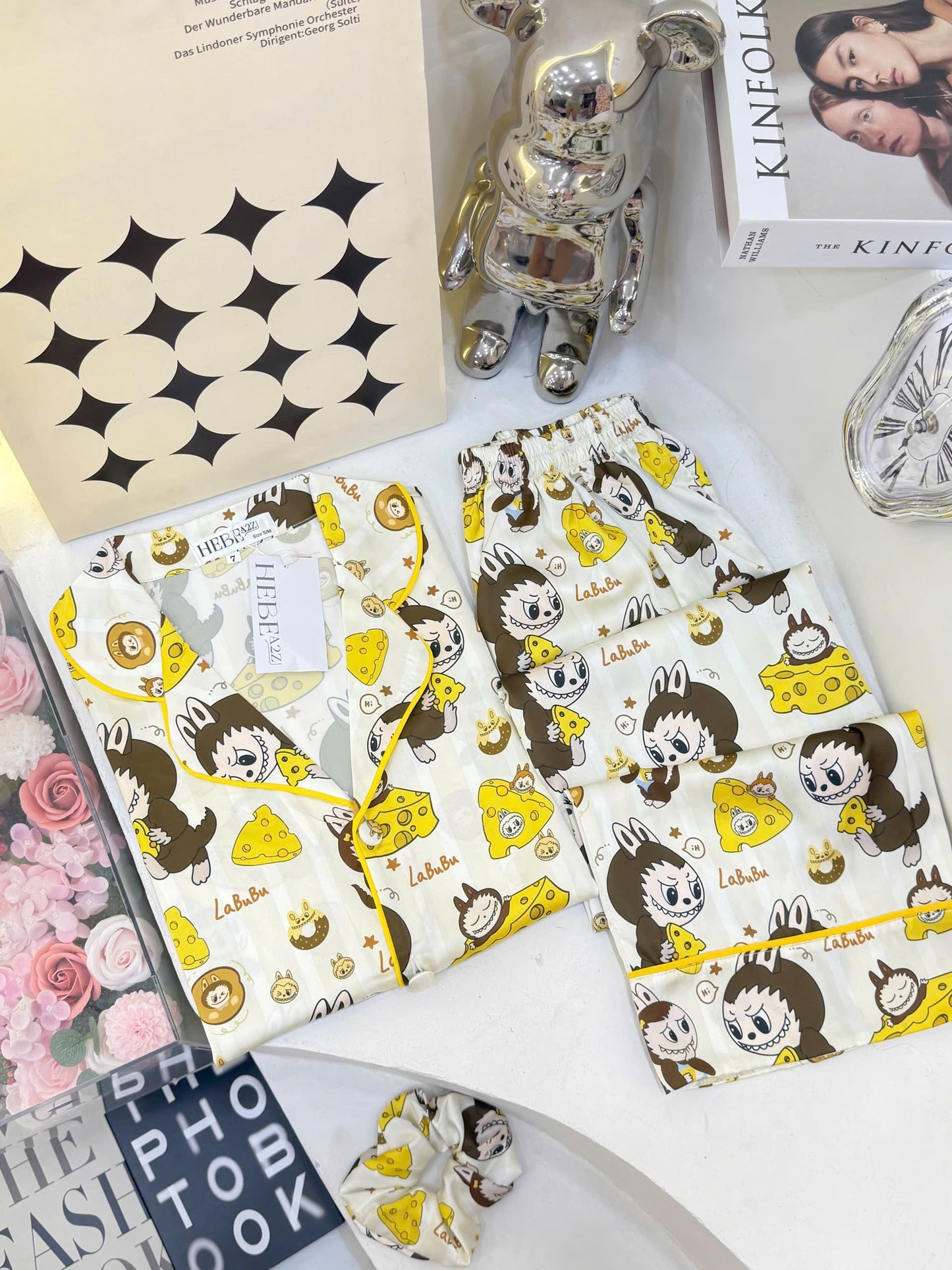 Cheesy Labubu Satin Pajama Short Sleeve