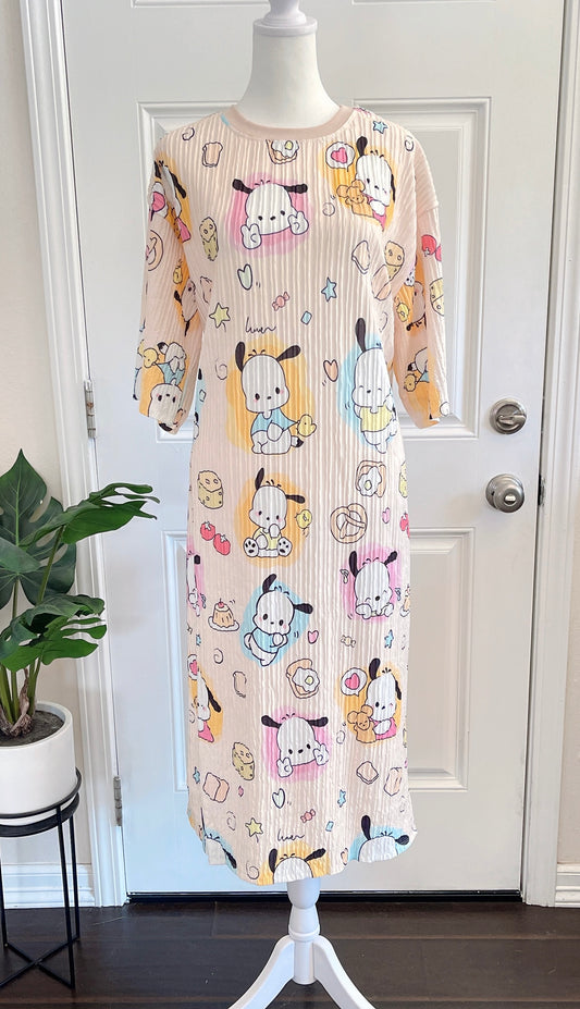 Pochacco Oversized Stretchy Pleated Tshirt Dress