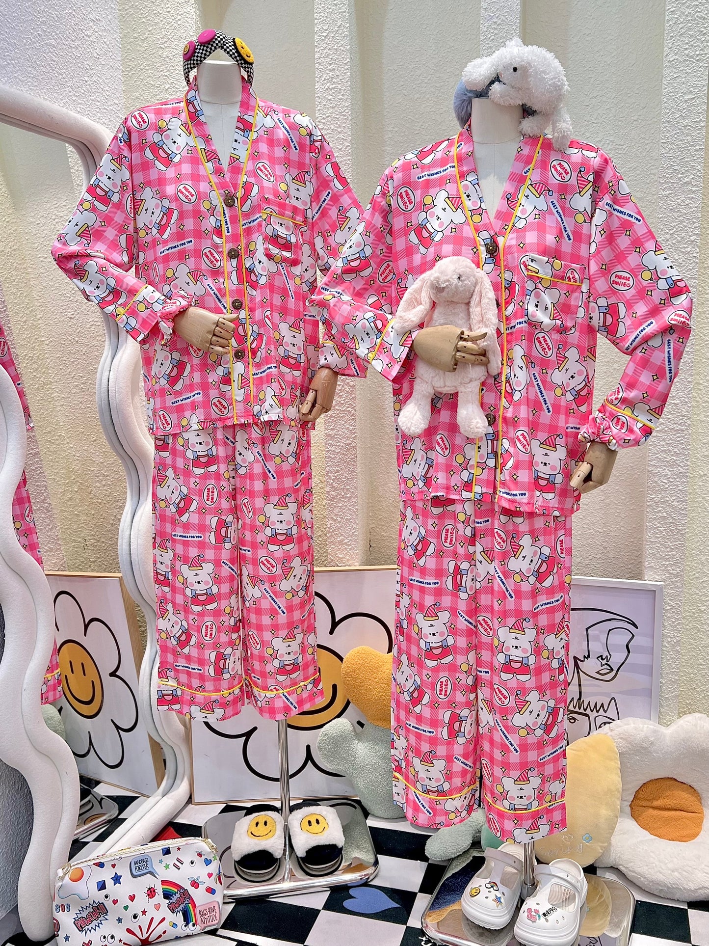 Checkered White Bear Long Sleeve