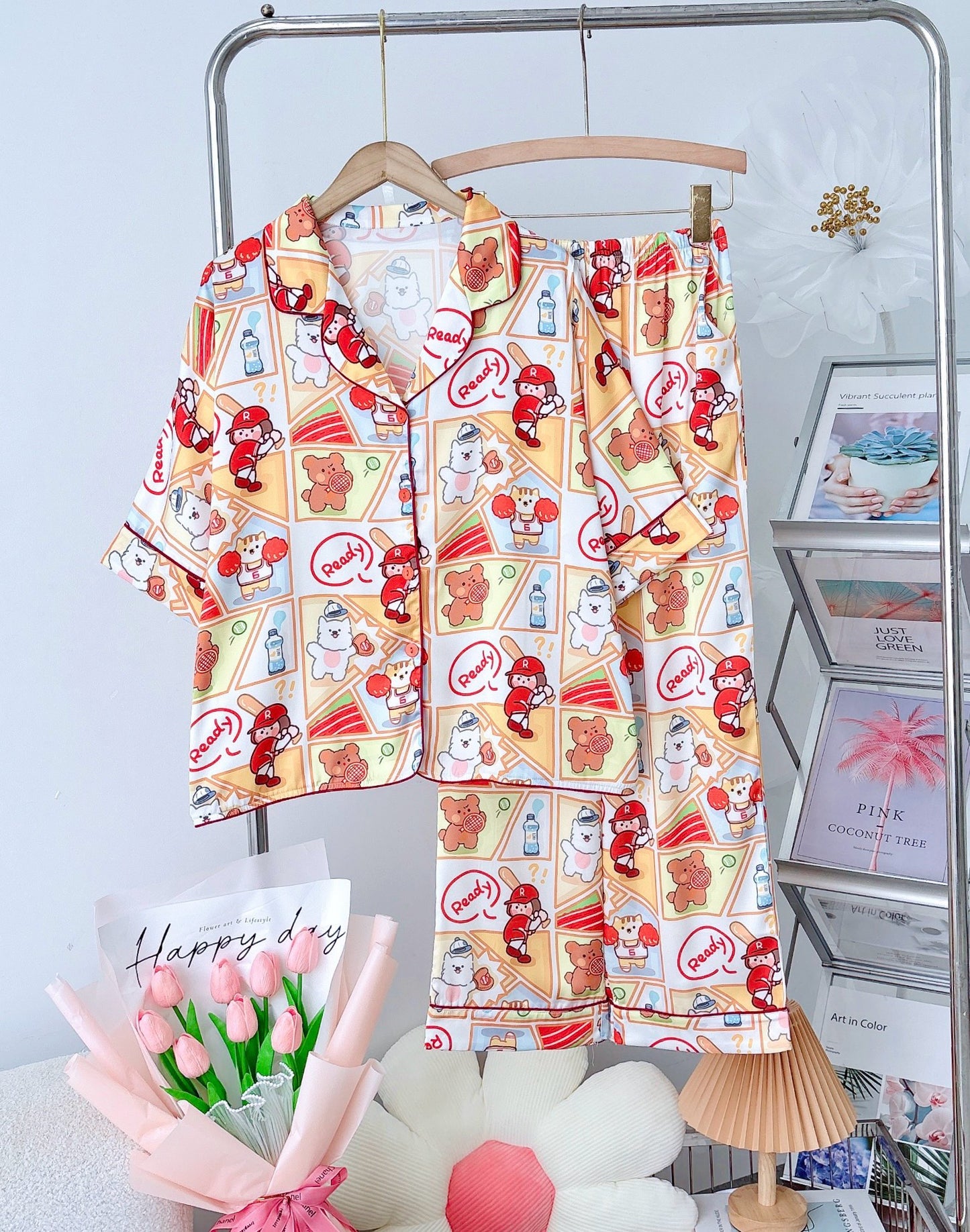 Bear Baseball Team Satin Short Sleeve