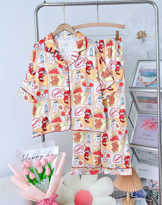 Bear Baseball Team Satin Short Sleeve