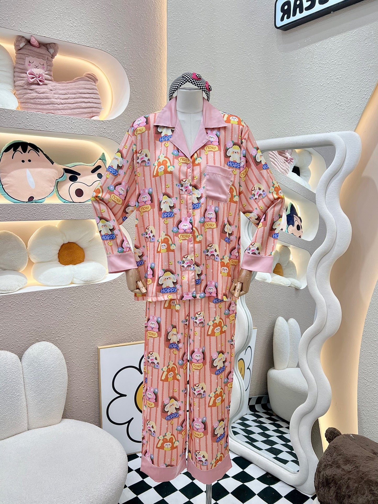 Stripe Bunny Satin Long Sleeve