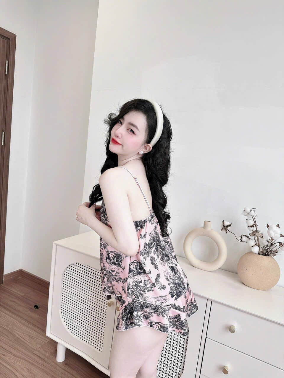 Petite CD Inspired Tank Top Satin Pajama Short Set