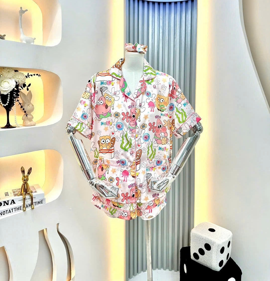 Spongebob & PatrickStar Satin Pajama Short Set