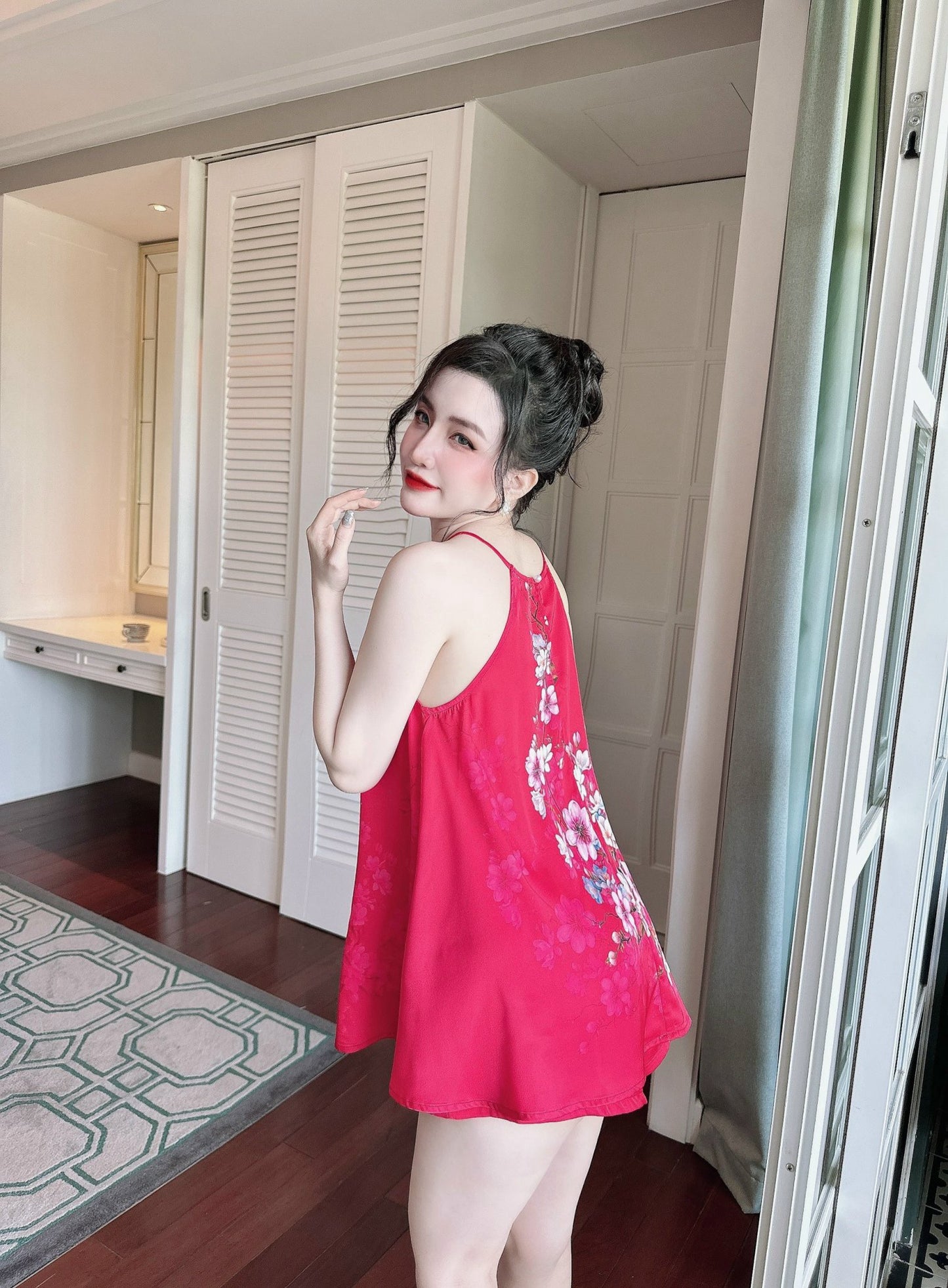 Halter Neck Satin Short Set