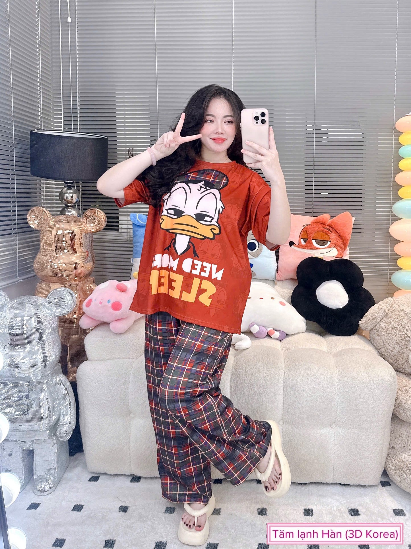Donald Duck Ribbed Cotton Pajama Short Sleeve