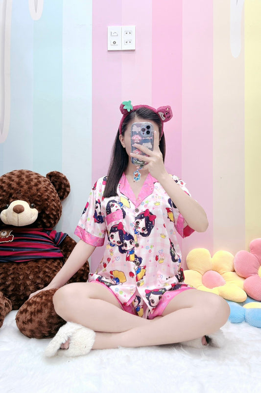 Baby Snow White Satin Pajama Short Set