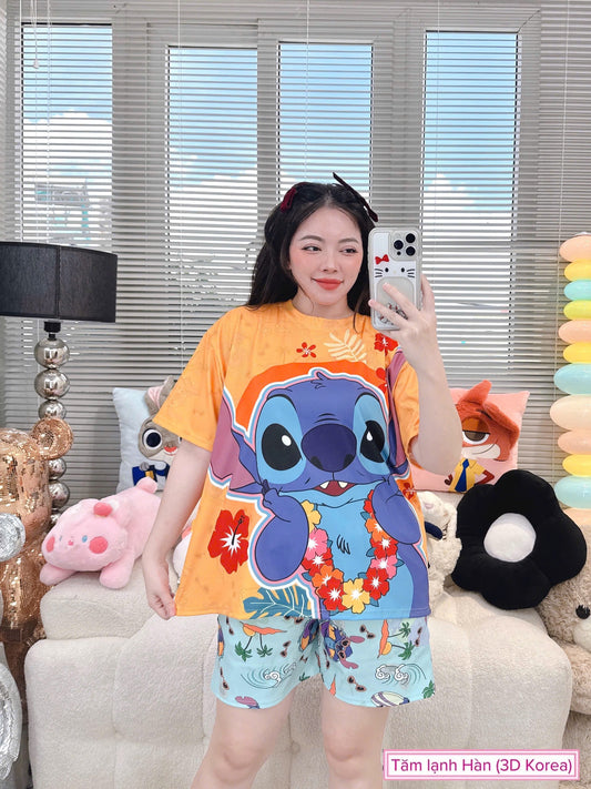 Aloha Stitch Ribbed Cotton Short Set