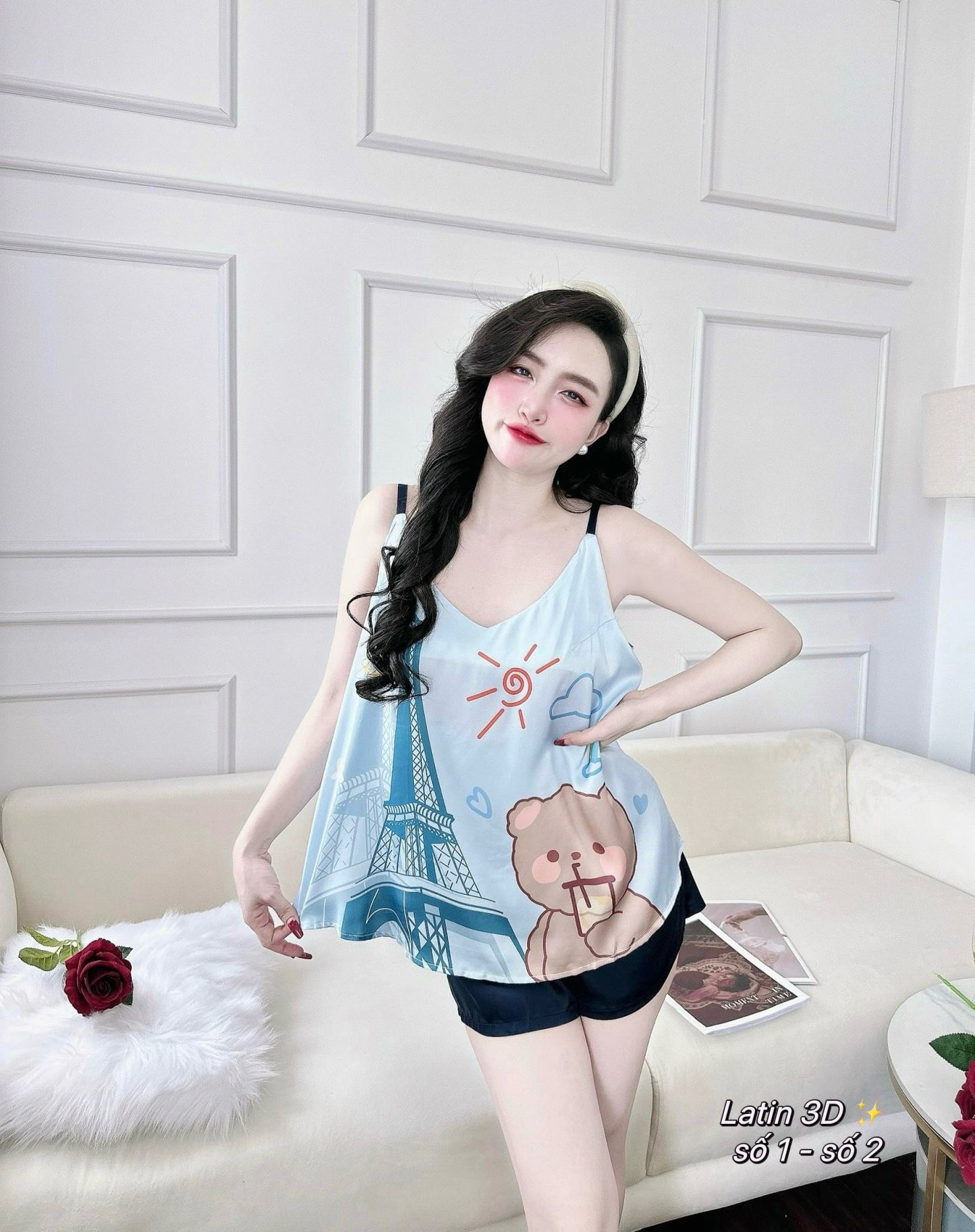 Satin Tank Top Pajama Short Set