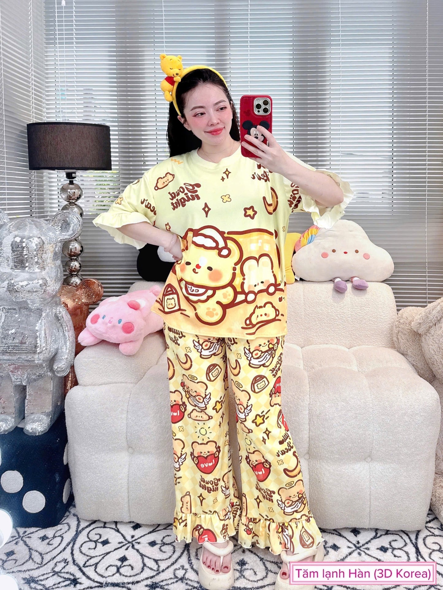 Cute Bear Ribbed Cotton Pajama Short Sleeve