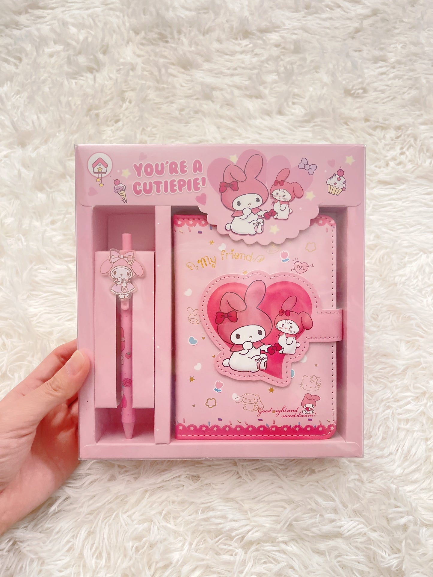 Kawaii Sanrio Characters Diary/Notebook and Pen Set, Hello Kitty, Cinnamoroll, My Melody