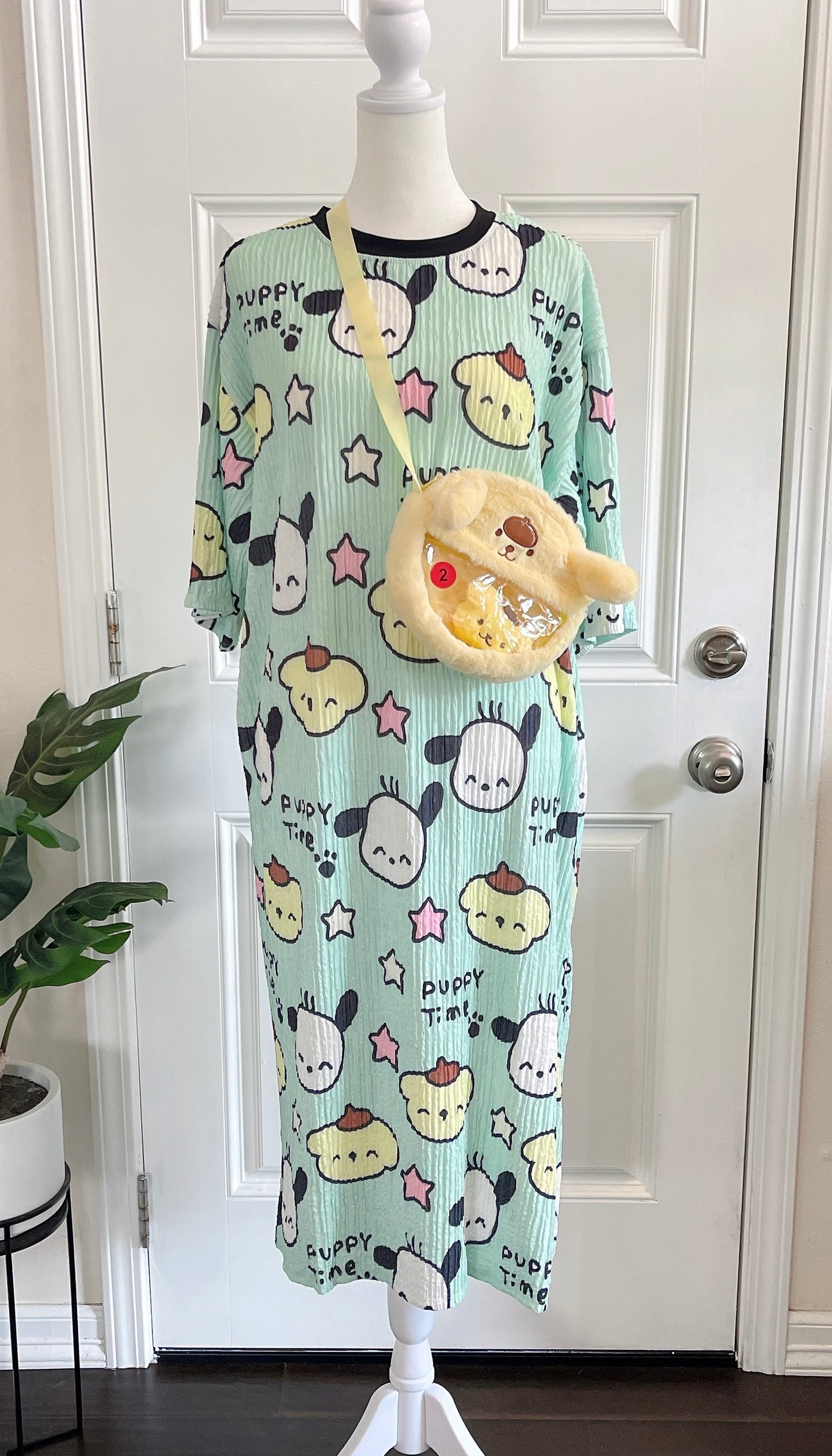 Pochacco Pompompurin Oversized Stretchy Pleated Tshirt Dress