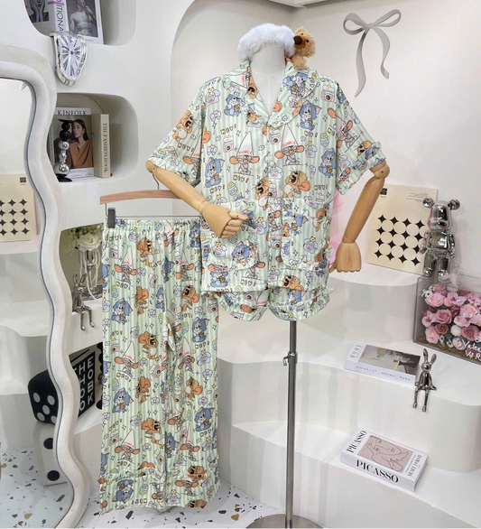 Tom and Jerry Satin Pajama Short Sleeve