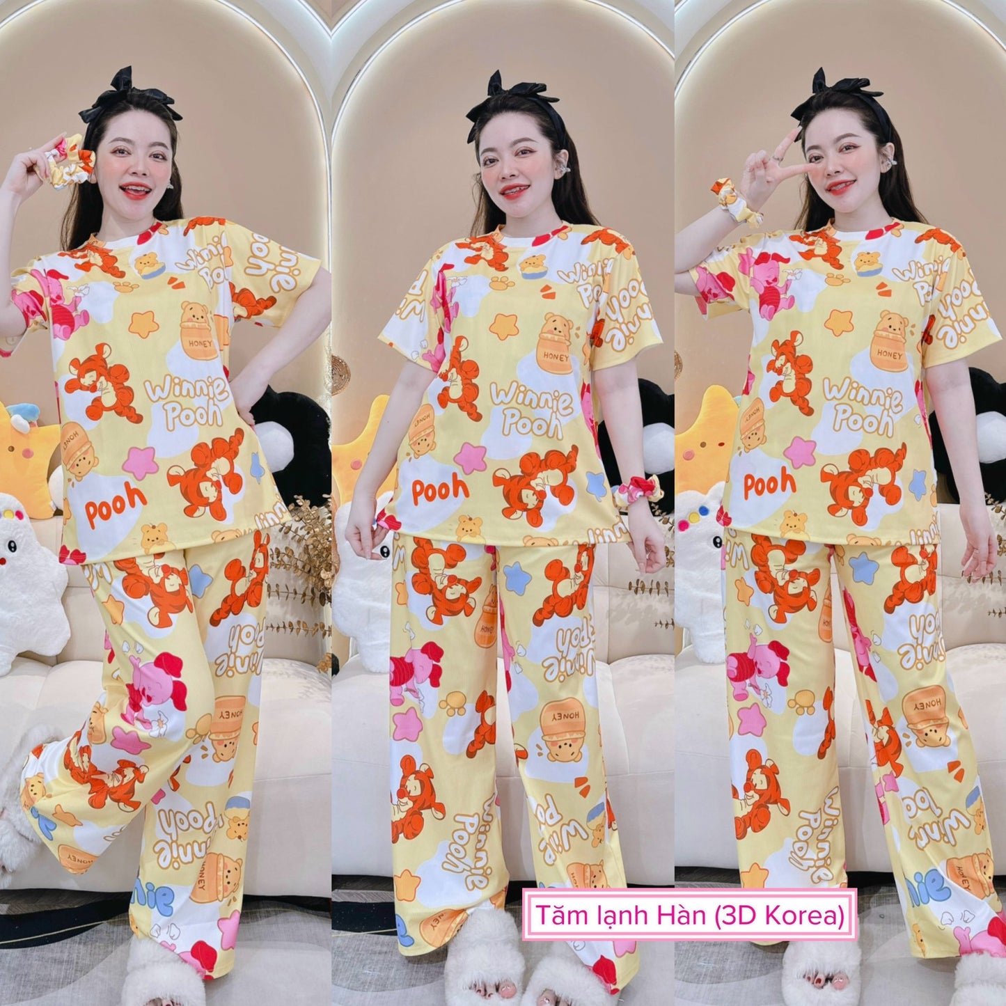 Yellow Winnie the Pooh Ribbed Cotton Pajama Short Sleeve