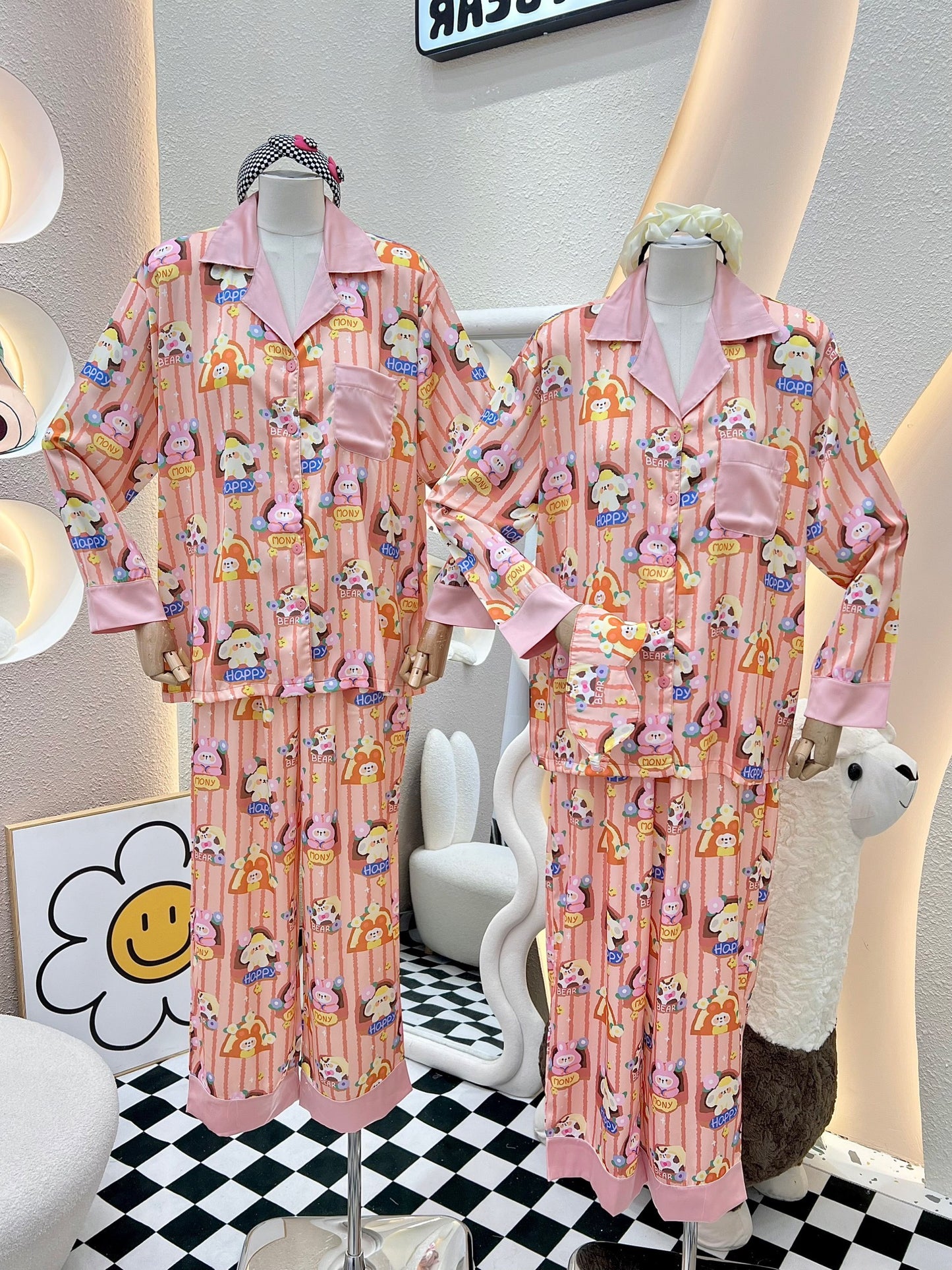 Stripe Bunny Satin Long Sleeve