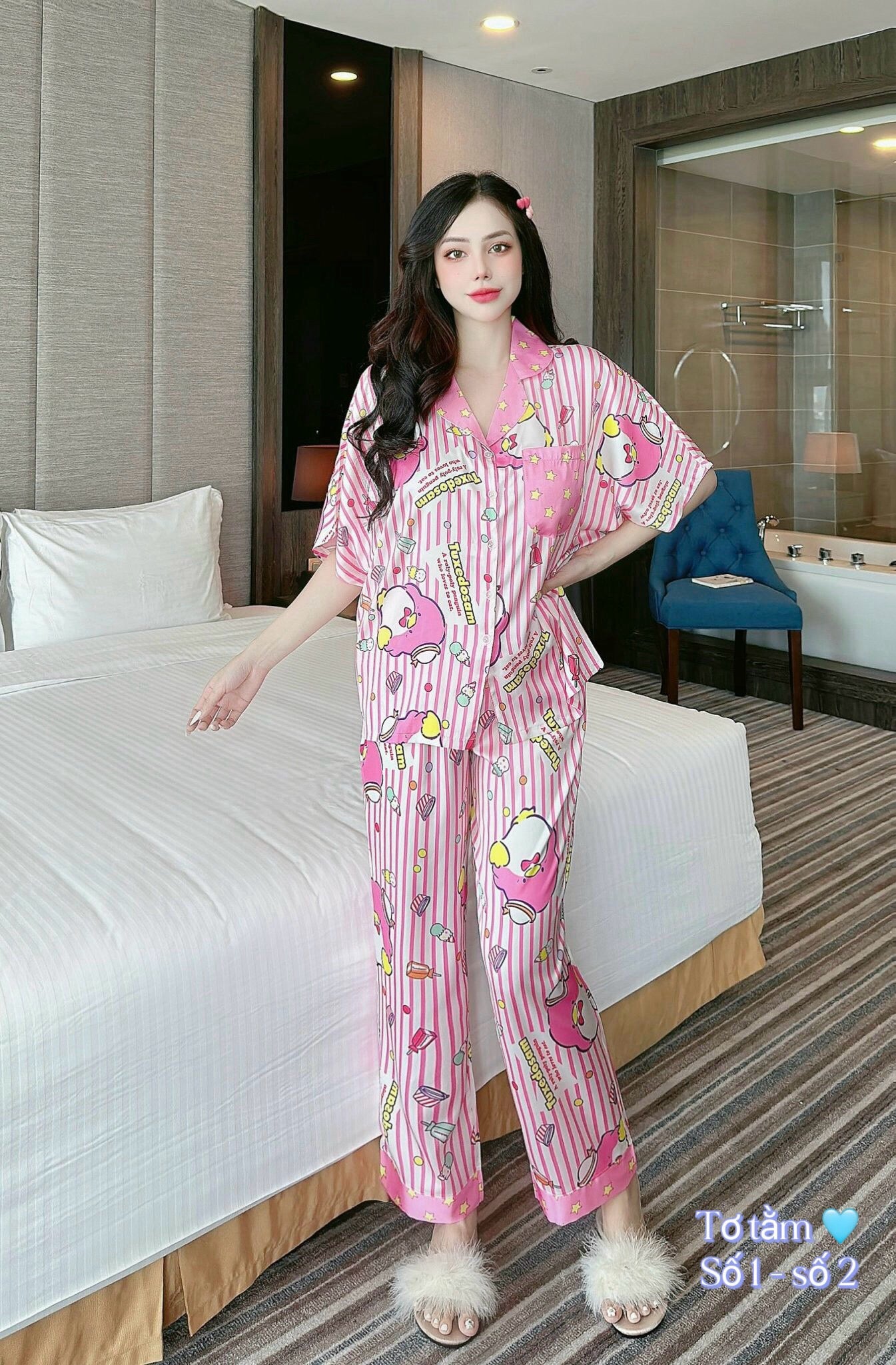 Pink Striped Penguin Short Sleeve