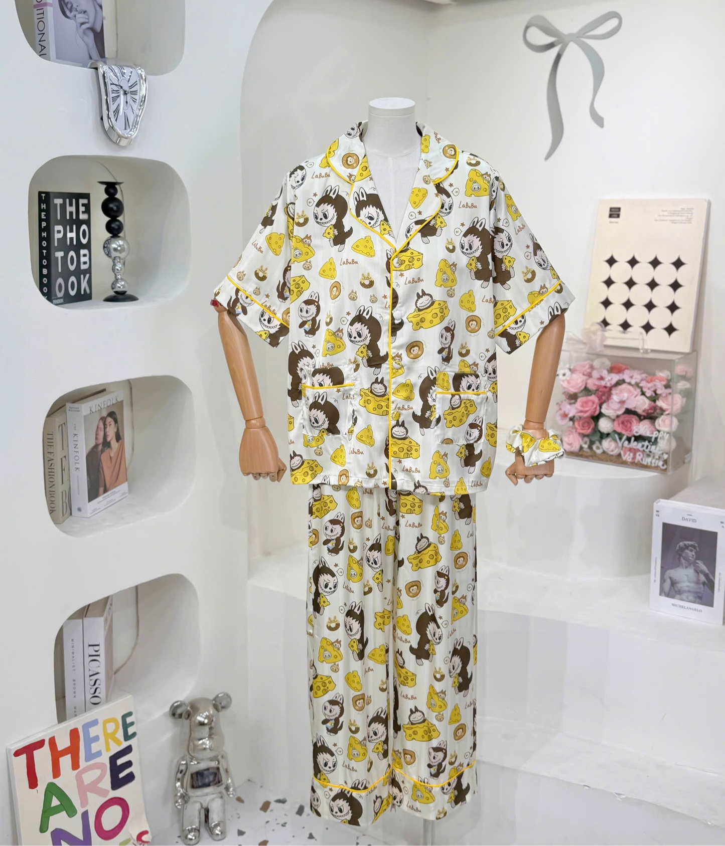 Cheesy Labubu Satin Pajama Short Sleeve