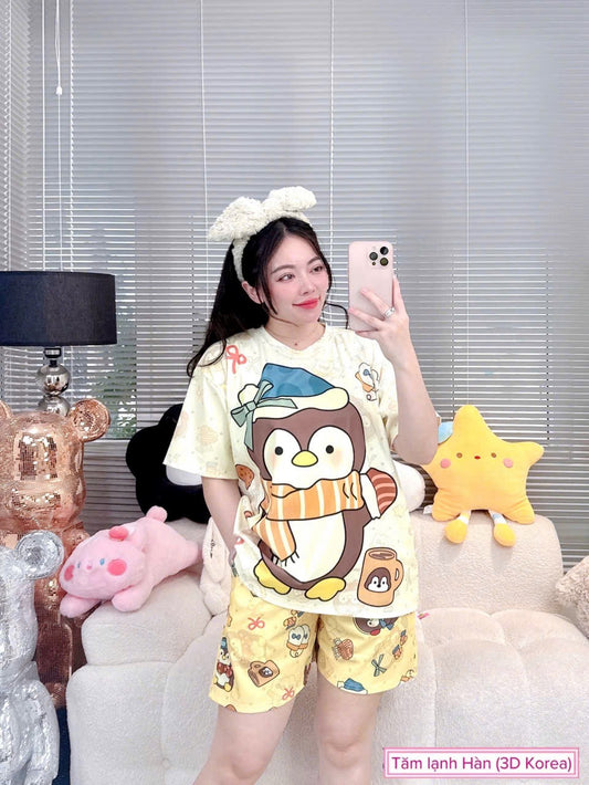 Penguin Ribbed Cotton Short Set