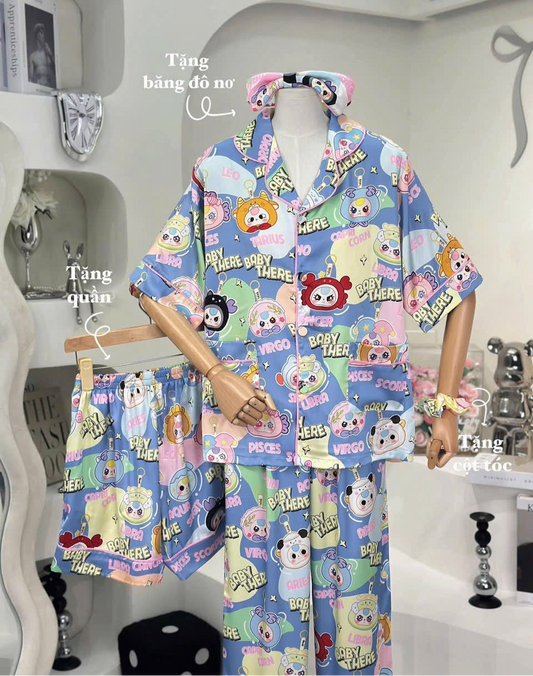 Blue Baby Three Pajama Short Sleeve