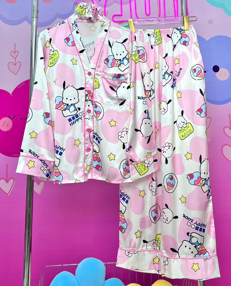 Pochacco Satin Pajama Long Sleeve