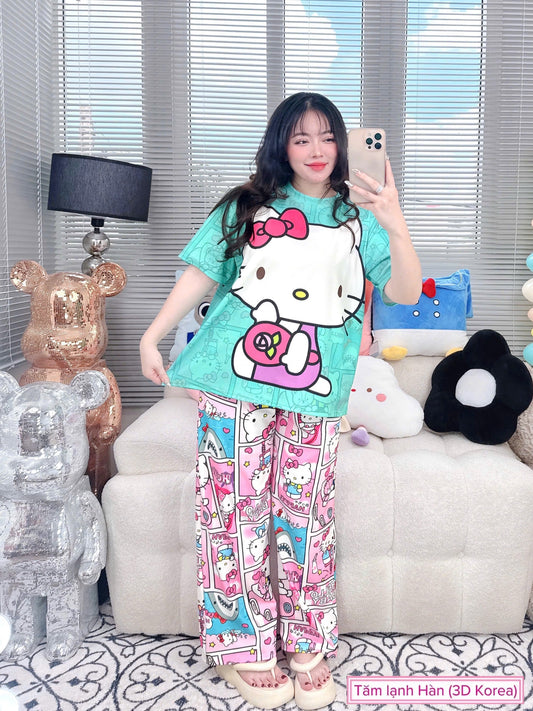 Hello Kitty Ribbed Cotton Pajama Short Sleeve