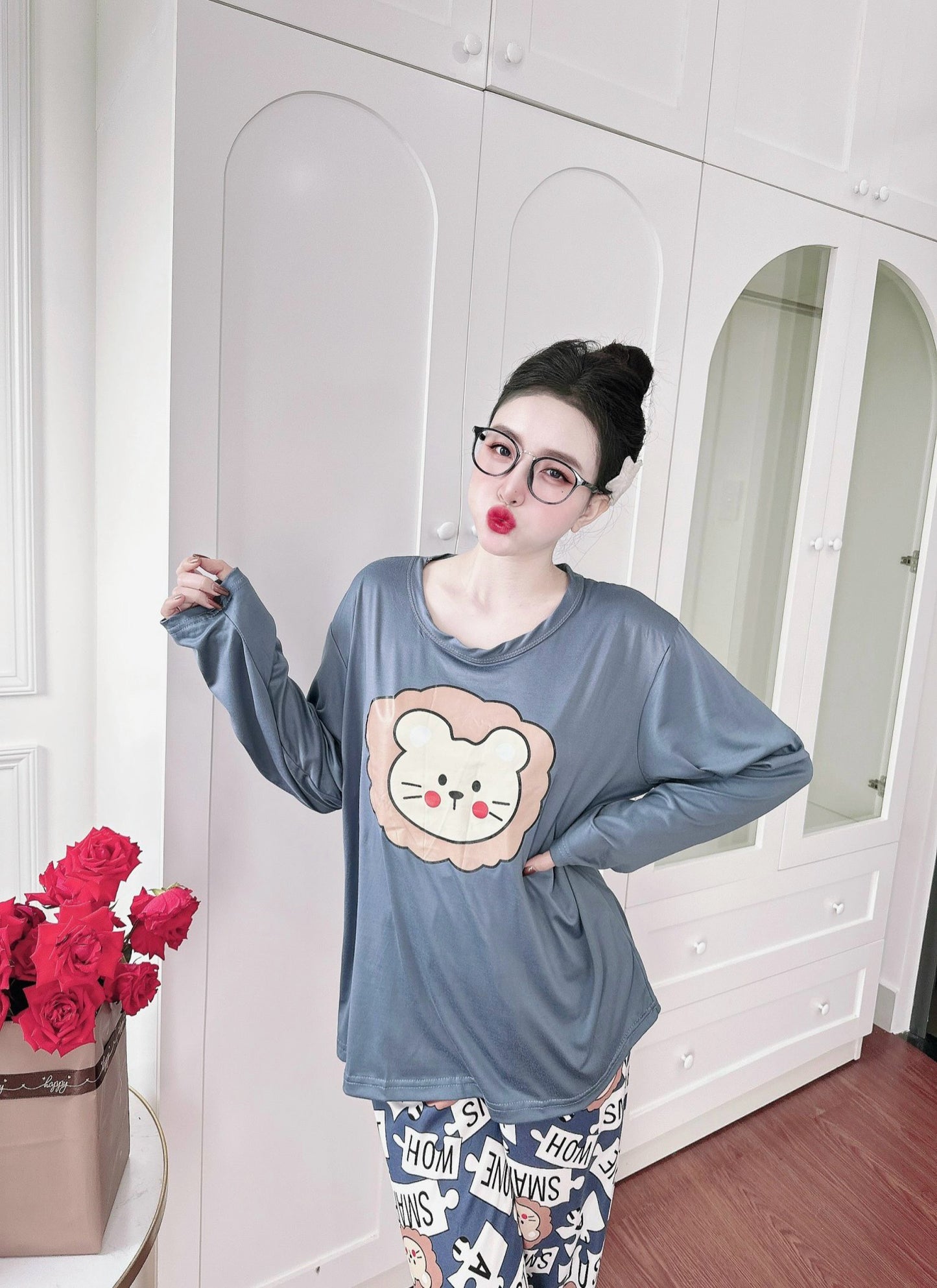 Gray Bear Cotton Long Sleeve