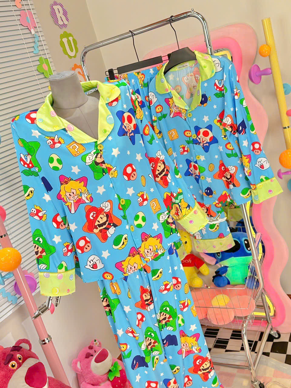 Satin Blue Super Mario Long Sleeve