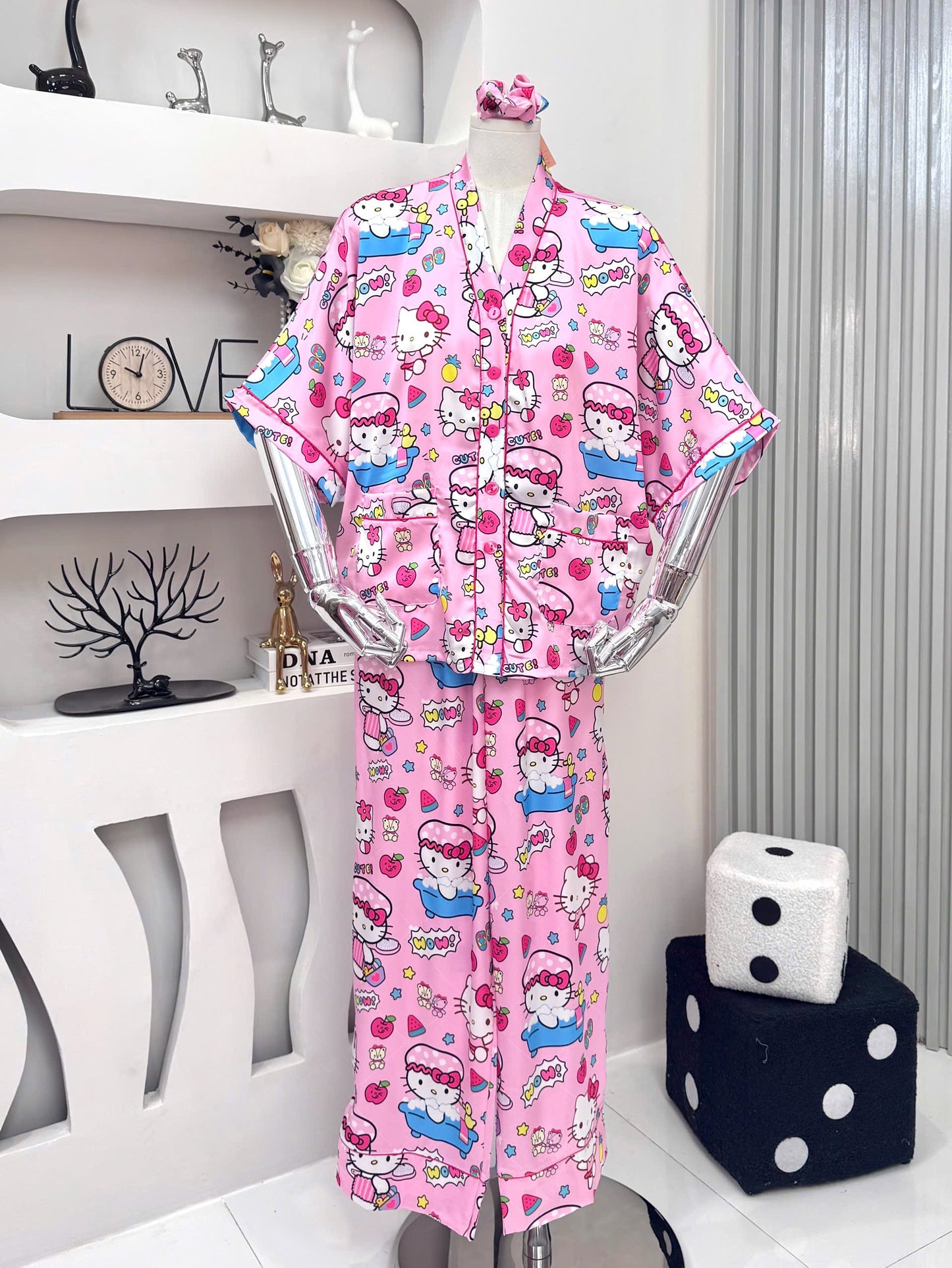 Pink Hello Kitty Satin Pajama Short Sleeve
