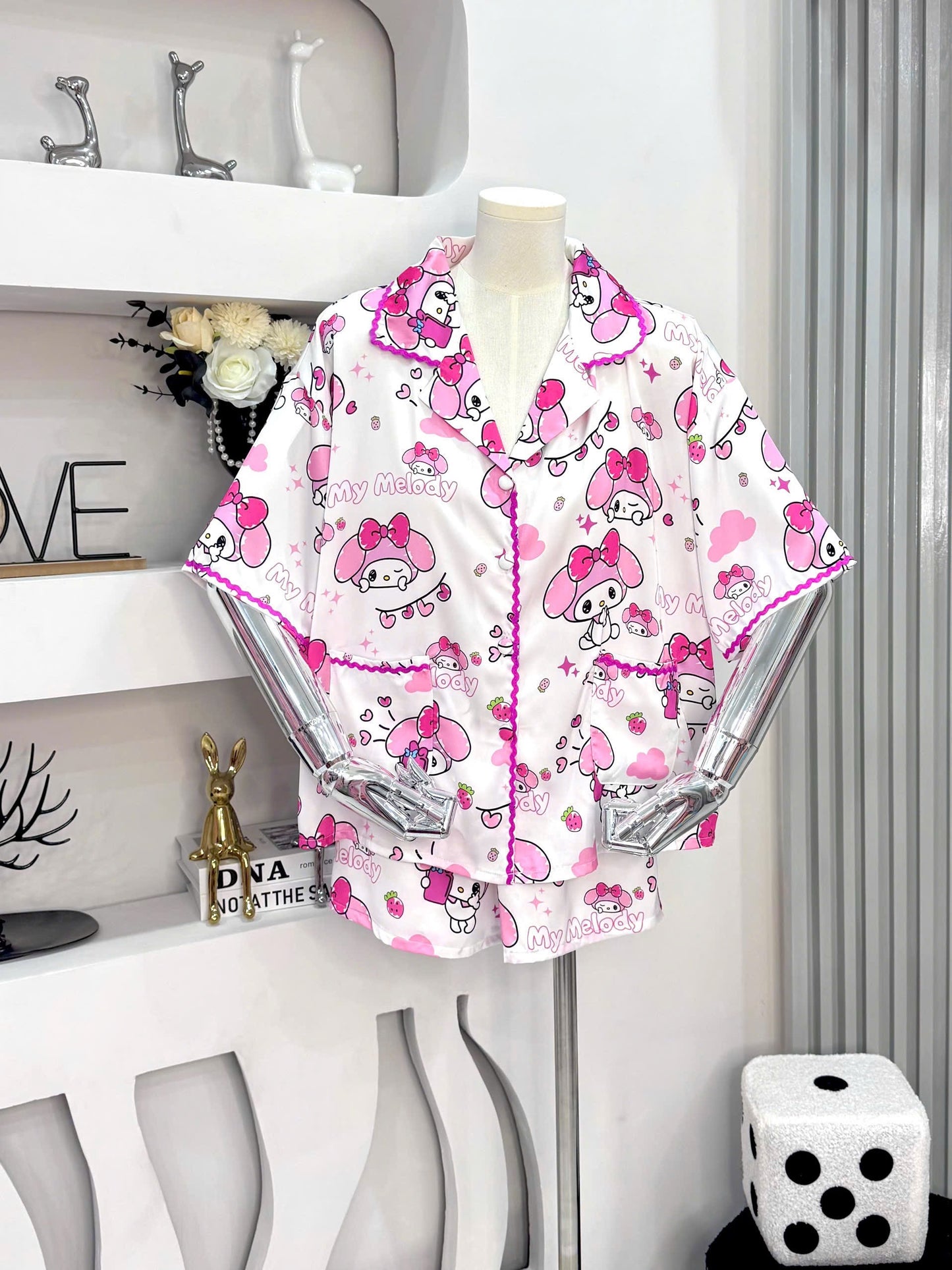 White My Melody Satin Pajama Short Set