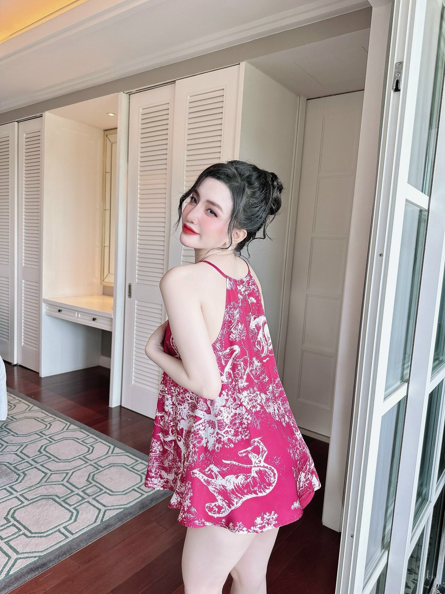 Halter Neck Satin Short Set