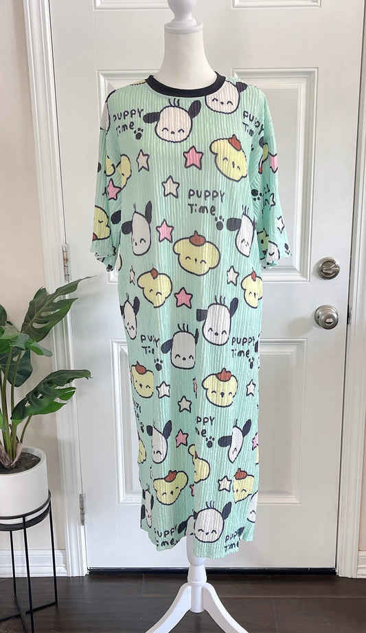Pochacco Pompompurin Oversized Stretchy Pleated Tshirt Dress