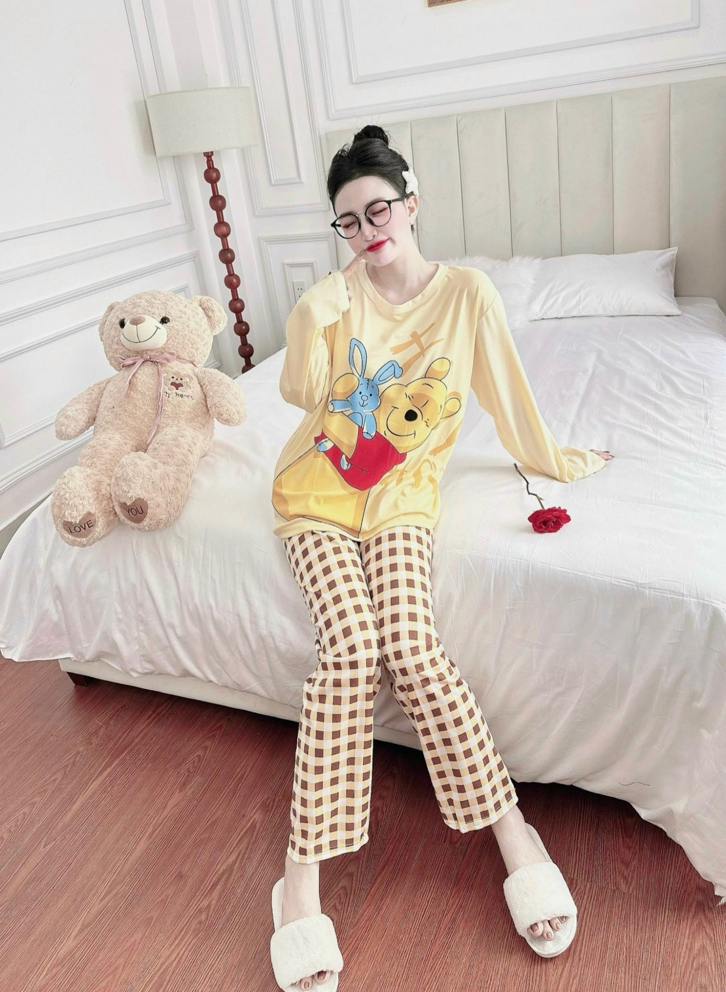 Yellow Pooh & Bunny Cotton Long Sleeve