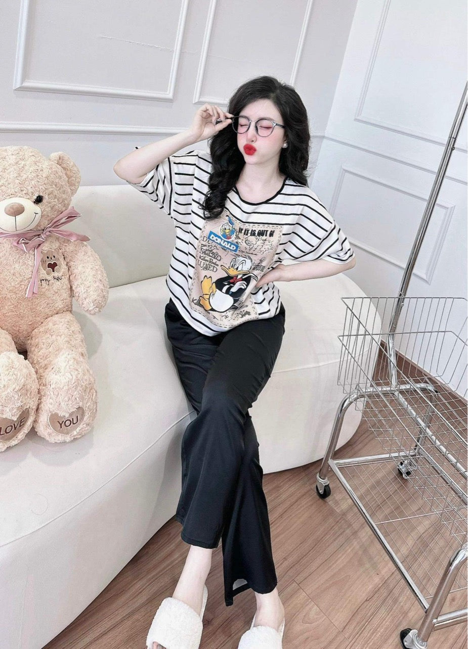 Petite Cute Donald Duck Satin Pajama Short Sleeve