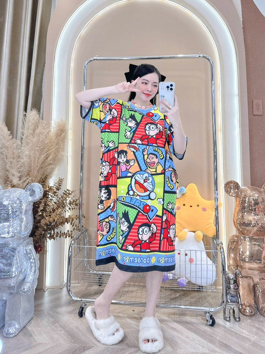 Doraemon Ribbed Cotton Dress