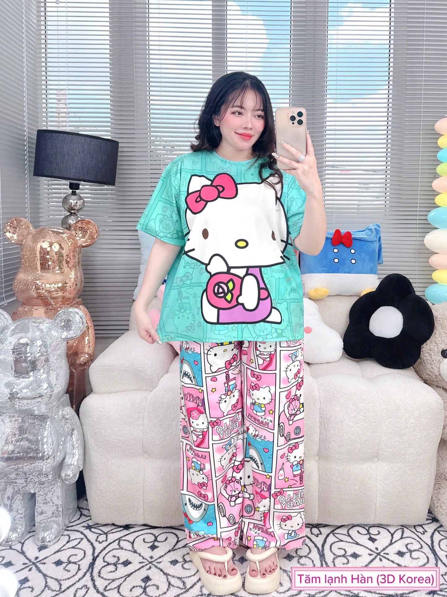 Hello Kitty Ribbed Cotton Pajama Short Sleeve
