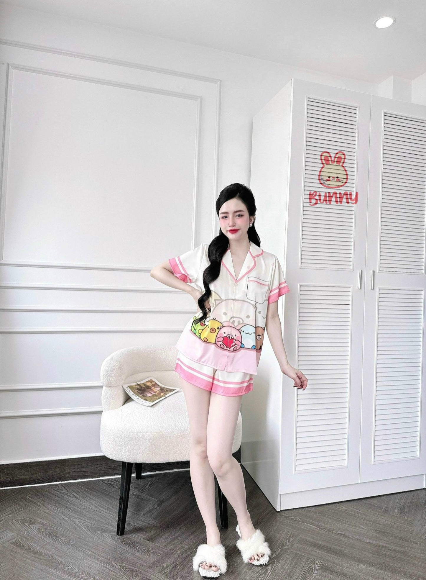 Piggy and Friends Satin Pajama Short Set