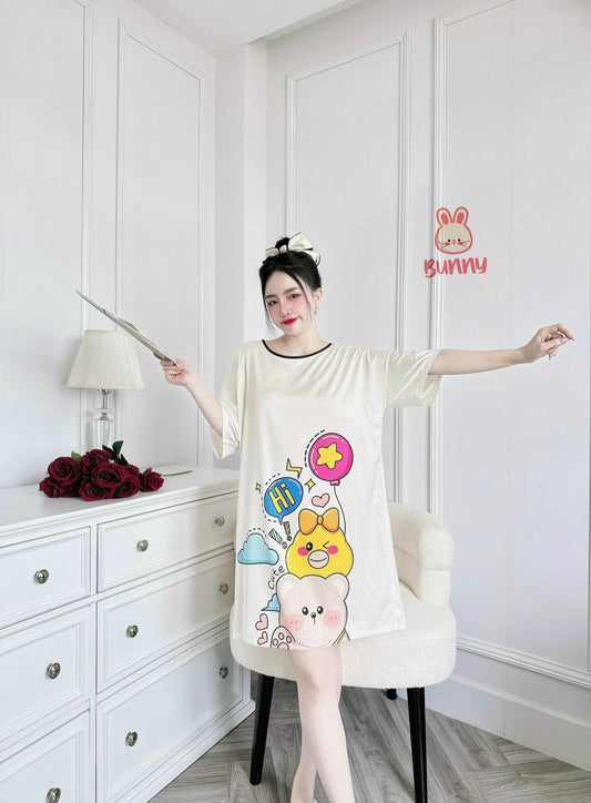 Cream Bear and Duck Dress