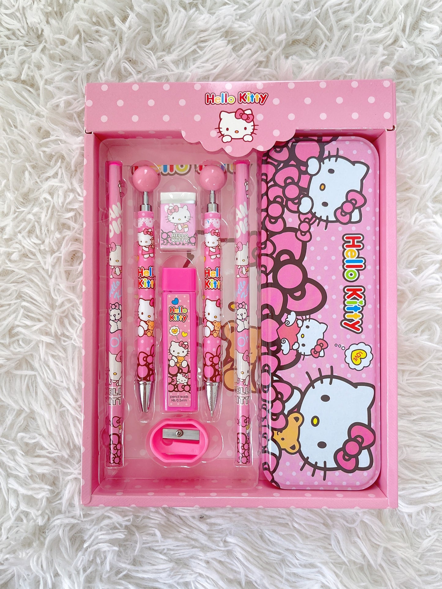 Cute Kawaii Hello Kitry Cat Pencil & Pencil Case Set Back to School Gift Idea For Kids